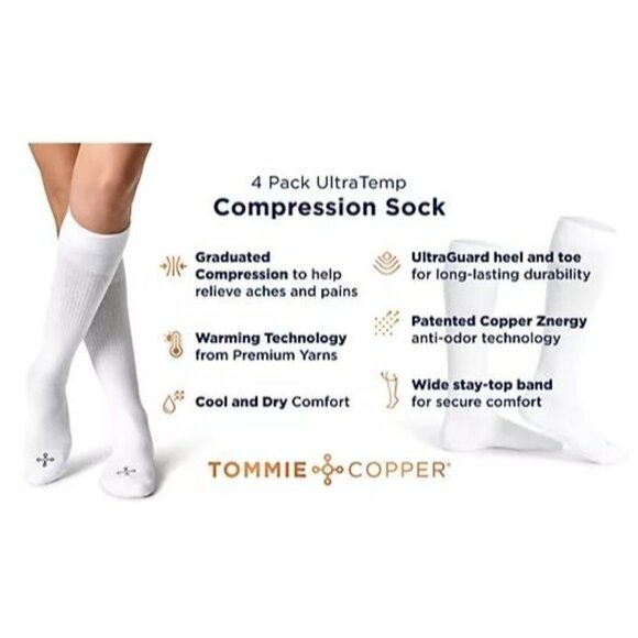 Tommie Copper UNISEX 6pk Snugstay WOTC Compression Socks MEDIUM WIDE - Picture 6 of 6